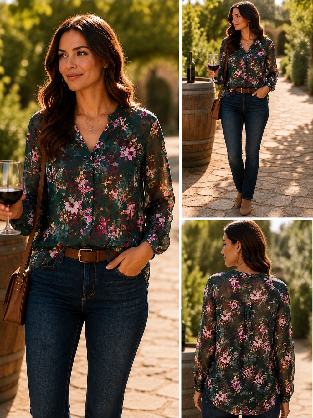 KUT From The Kloth Green Floral Sheer Boho Blouse XL